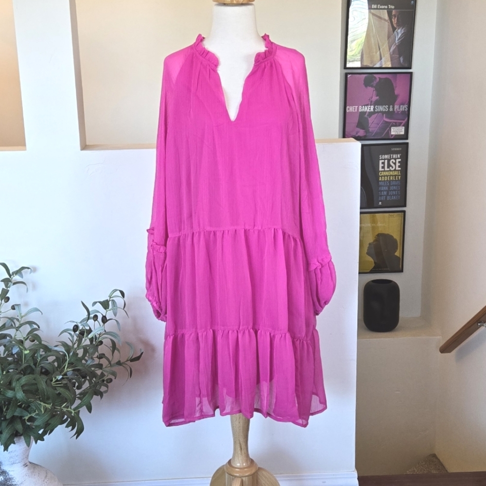 VINCE CAMUTO Longsleeve A-line Shift Dress Arresting Orchid XXL NWT Summer